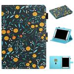 For 7 inch Universal Tablet PC Flower Pattern Horizontal Flip Leather Case with Card Slots & Holder(Yellow Fruit)