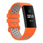 For Fitbit Charge 4 / Charge 3 / Charge 3 SE Watch Button Two Colors Silicone Replacement Strap Watchband(Orange Grey)