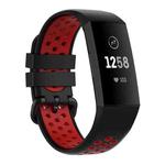 For Fitbit Charge 4 / Charge 3 / Charge 3 SE Watch Button Two Colors Silicone Replacement Strap Watchband(Black Red)