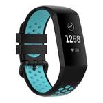 For Fitbit Charge 4 / Charge 3 / Charge 3 SE Watch Button Two Colors Silicone Replacement Strap Watchband(Black Teal)