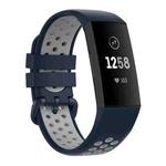 For Fitbit Charge 4 / Charge 3 / Charge 3 SE Watch Button Two Colors Silicone Replacement Strap Watchband(Midnight Blue Grey)