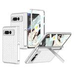 For Google Pixel Fold GKK Integrated Woven Folding Hinge Leather Phone Case with Holder(White)