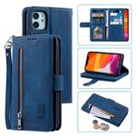 For iPhone 11 Nine Card Zipper Bag Horizontal Flip Leather Case With Holder & Card Slots & Photo Frame & Wallet(Blue)