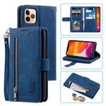 For iPhone 11 Pro Max Nine Card Zipper Bag Horizontal Flip Leather Case With Holder & Card Slots & Photo Frame & Wallet(Blue)