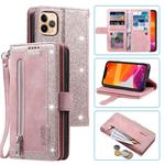 For iPhone 11 Pro Max Nine Card Zipper Bag Horizontal Flip Leather Case With Holder & Card Slots & Photo Frame & Wallet(Pink)