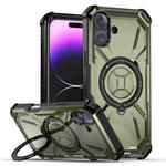 For iPhone 16 Plus Armor Series Holder Phone Case(Army Green)