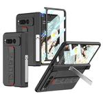 For Google Pixel Fold GKK Integrated Fold Hinge Full Coverage Phone Case with Wrist Strap(Carbon Fibre Black)