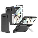 For Google Pixel Fold GKK Integrated Fold Hinge Leather Phone Case with Holder(Black)