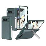 For Google Pixel Fold GKK Integrated Fold Hinge Leather Phone Case with Holder(Green)