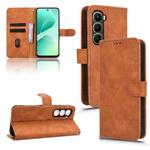 For Infinix Hot 60 5G Skin Feel Magnetic Flip Leather Phone Case(Brown)