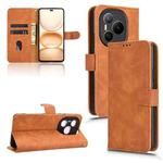 For Honor Power 5G Skin Feel Magnetic Flip Leather Phone Case(Brown)