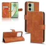 For Motorola Edge 40 Skin Feel Magnetic Flip Leather Phone Case(Brown)