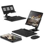 For Google Pixel Fold GKK Folding Bluetooth Keyboard + Holder + Pen + Mouse(Black)