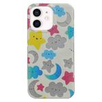 For iPhone 12 PC + TPU Dual-side Laminating IMD Phone Case(White Star Moon)