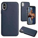 For iPhone XS Max Leather Texture Full Coverage Phone Case(Blue)
