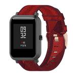 For Amazfit Bip Lite Version 1S / Bip S 20mm Nylon Denim Canvas Replacement Strap Watchband(Red Stripe)