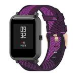 For Amazfit Bip Lite Version 1S / Bip S 20mm Nylon Denim Canvas Replacement Strap Watchband(Purple Stripe)