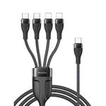 YESIDO CA110 1.2m 4A Type-C to Dual Type-C + Dual 8 Pin Charging Cable(Black)