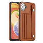 For Samsung Galaxy A04E / F04 / M04 Shockproof Leather Phone Case with Wrist Strap(Brown)