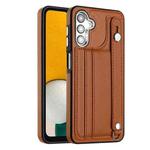 For Samsung Galaxy A04 4G Shockproof Leather Phone Case with Wrist Strap(Brown)