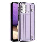 For Samsung Galaxy A32 5G Shockproof Leather Phone Case with Wrist Strap(Purple)