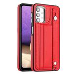 For Samsung Galaxy A32 5G Shockproof Leather Phone Case with Wrist Strap(Red)
