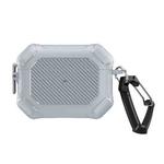 For AirPods Pro 2 Carbon Brazing Dimension TPU+PC Headphone Protective Cover with Switch Lock & Carabiner(Grey)