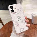 For iPhone 11 Secret Garden Painted Silicone MagSafe Phone Case(White)