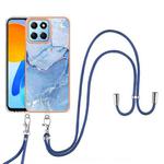 For Honor X8 5G Electroplating Marble Dual-side IMD Phone Case with Lanyard(Blue 018)