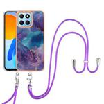 For Honor X8 5G Electroplating Marble Dual-side IMD Phone Case with Lanyard(Purple 016)