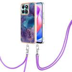 For Honor X6b Electroplating Marble Dual-side IMD Phone Case with Lanyard(Purple 016)