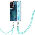 For Honor 200 Lite Global Electroplating Marble Dual-side IMD Phone Case with Lanyard(Green 017)