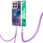 For Honor X8b Electroplating Marble Dual-side IMD Phone Case with Lanyard(Purple 016)