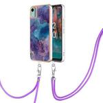 For Nokia C12 Electroplating Marble Dual-side IMD Phone Case with Lanyard(Purple 016)