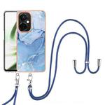 For OnePlus Nord CE 3 Electroplating Marble Dual-side IMD Phone Case with Lanyard(Blue 018)