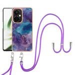For OnePlus Nord CE 3 Lite / N30 / OPP0 K11X Electroplating Marble Dual-side IMD Phone Case with Lanyard(Purple 016)