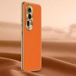For OPPO Reno10 Litchi Texture Genuine Leather Phone Case(Orange)