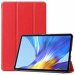 For Huawei MatePad 10.4 Custer Pattern Pure Color Tablet Horizontal Flip Leather Case with Three-folding Holder & Sleep / Wake-up Function(Red)