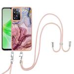 For OPPO A57 4G 2022 Electroplating Marble Dual-side IMD Phone Case with Lanyard(Rose Red 014)