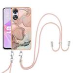 For OPPO A78 / A58 Electroplating Marble Dual-side IMD Phone Case with Lanyard(Rose Gold 015)