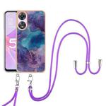 For OPPO A78 / A58 Electroplating Marble Dual-side IMD Phone Case with Lanyard(Purple 016)
