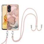 For OPPO Reno8 T 4G Electroplating Marble Dual-side IMD Phone Case with Lanyard(Rose Gold 015)
