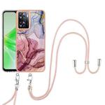 For OPPO A77 5G Taiwan Edition Electroplating Marble Dual-side IMD Phone Case with Lanyard(Rose Red 014)