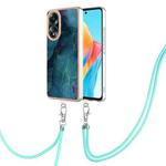 For OPPO A58 4G Electroplating Marble Dual-side IMD Phone Case with Lanyard(Green 017)