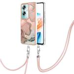 For OPPO A79 5G Global Electroplating Marble Dual-side IMD Phone Case with Lanyard(Rose Gold 015)