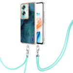 For OPPO A79 5G Global Electroplating Marble Dual-side IMD Phone Case with Lanyard(Green 017)