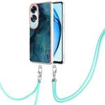 For OPPO A60 Electroplating Marble Dual-side IMD Phone Case with Lanyard(Green 017)