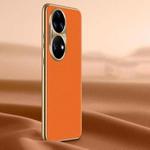 For Huawei P50 Litchi Texture Genuine Leather Phone Case(Orange)
