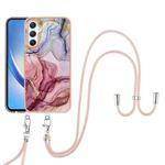 For Samsung Galaxy A24 Electroplating Marble Dual-side IMD Phone Case with Lanyard(Rose Red 014)