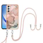 For Samsung Galaxy A24 Electroplating Marble Dual-side IMD Phone Case with Lanyard(Rose Gold 015)